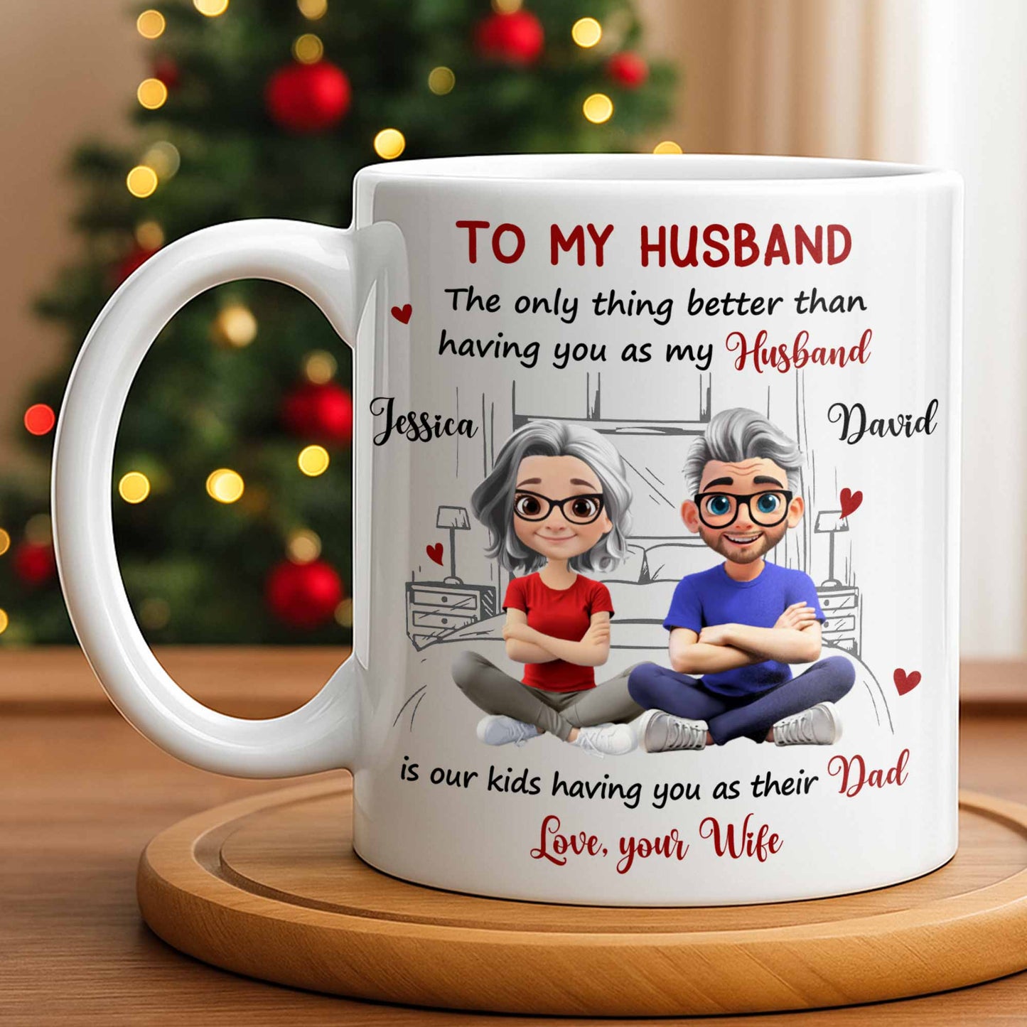 To My Husband, Love From Your Wife Featuring A Loving Couple - Personalized Custom Coffee Mug - CPL1040_MG