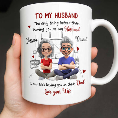 To My Husband, Love From Your Wife Featuring A Loving Couple - Personalized Custom Coffee Mug - CPL1040_MG