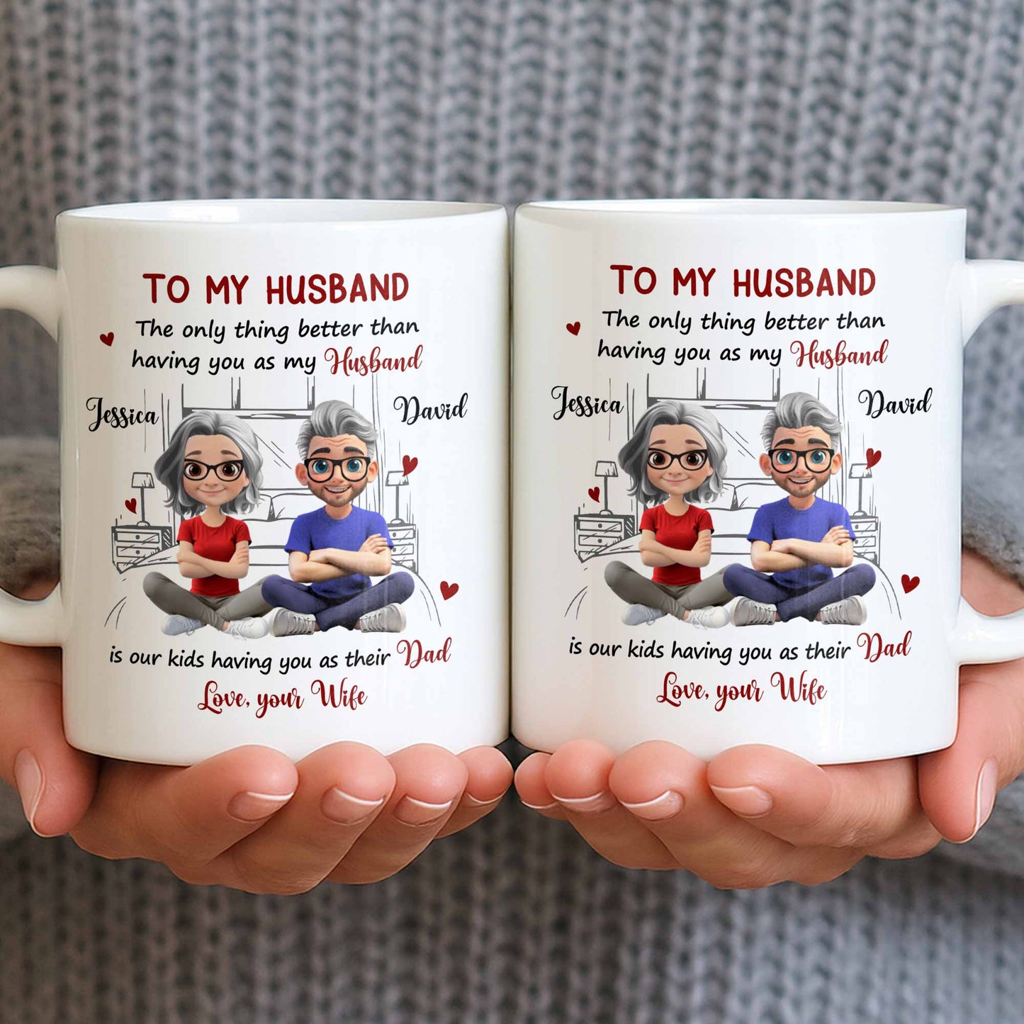 To My Husband, Love From Your Wife Featuring A Loving Couple - Personalized Custom Coffee Mug - CPL1040_MG