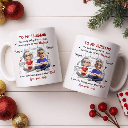 To My Husband, Love From Your Wife Featuring A Loving Couple - Personalized Custom Coffee Mug - CPL1040_MG