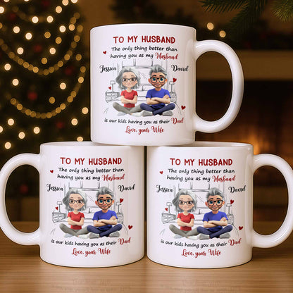 To My Husband, Love From Your Wife Featuring A Loving Couple - Personalized Custom Coffee Mug - CPL1040_MG