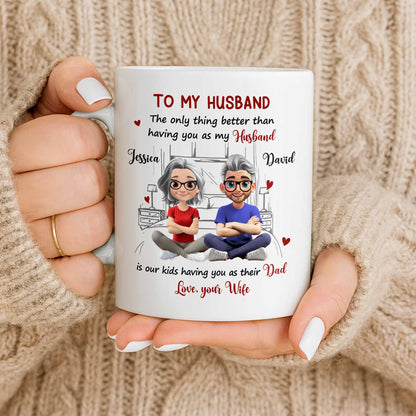 To My Husband, Love From Your Wife Featuring A Loving Couple - Personalized Custom Coffee Mug - CPL1040_MG