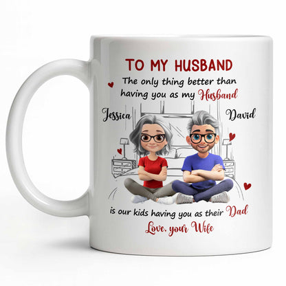 To My Husband, Love From Your Wife Featuring A Loving Couple - Personalized Custom Coffee Mug - CPL1040_MG