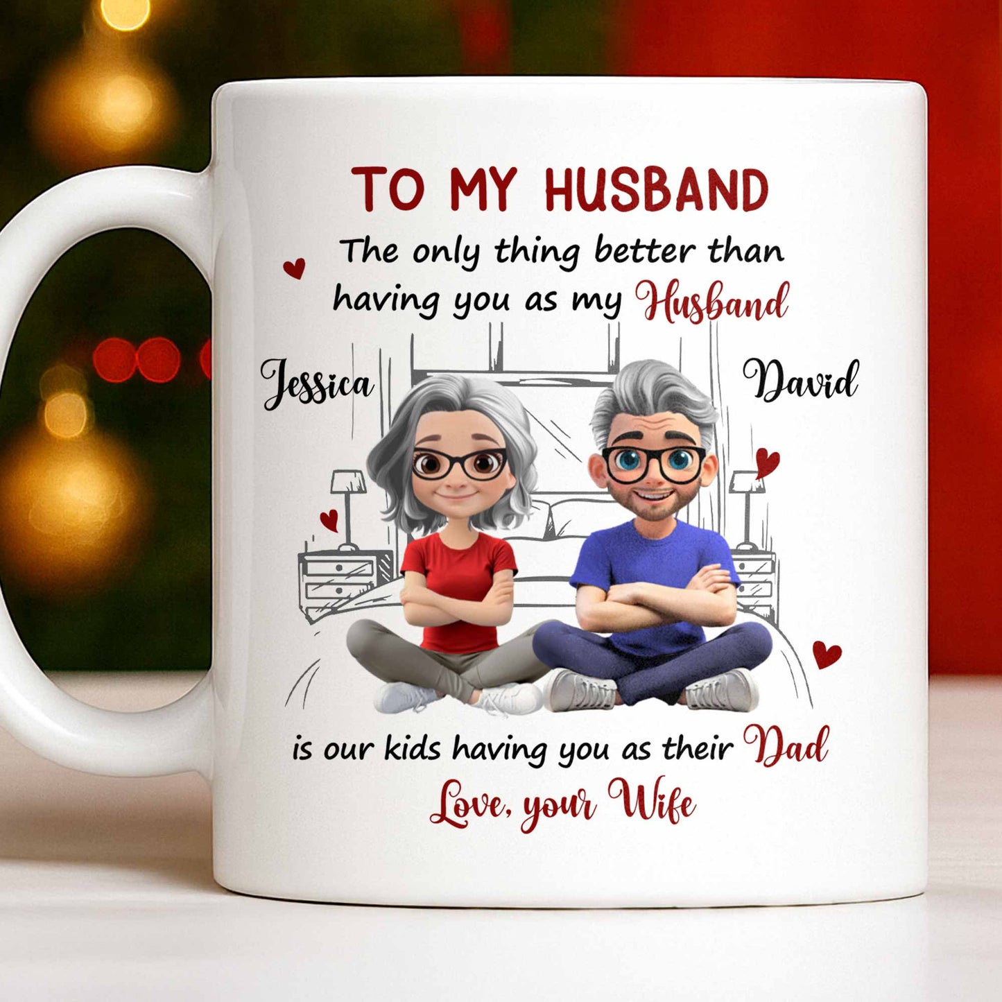 To My Husband, Love From Your Wife Featuring A Loving Couple - Personalized Custom Coffee Mug - CPL1040_MG