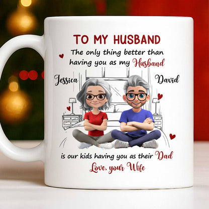 To My Husband, Love From Your Wife Featuring A Loving Couple - Personalized Custom Coffee Mug - CPL1040_MG