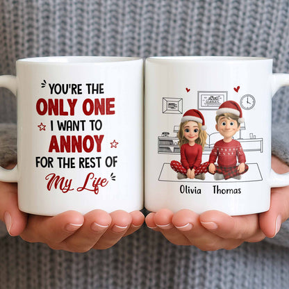 Only One I Want To Annoy, Text And Stars Design - Personalized Custom Coffee Mug - CPL1057_MG