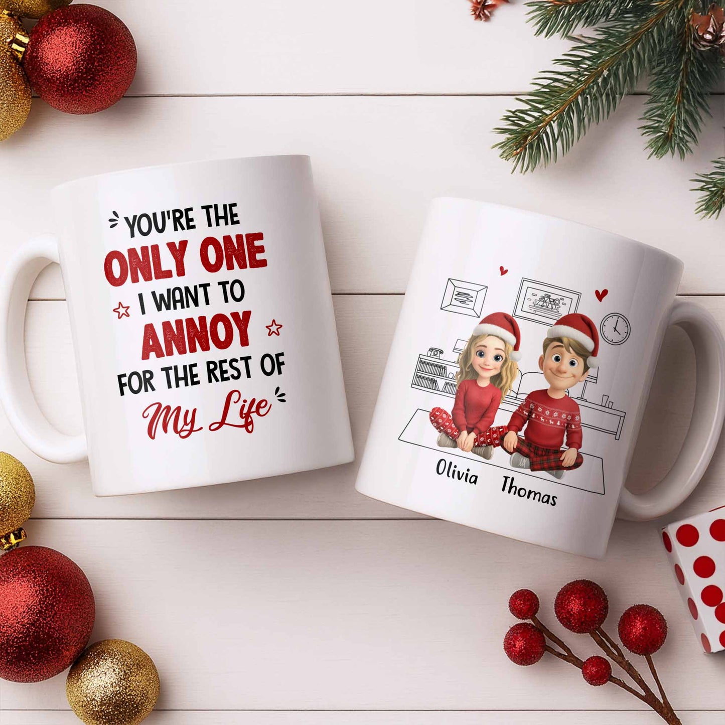 Only One I Want To Annoy, Text And Stars Design - Personalized Custom Coffee Mug - CPL1057_MG