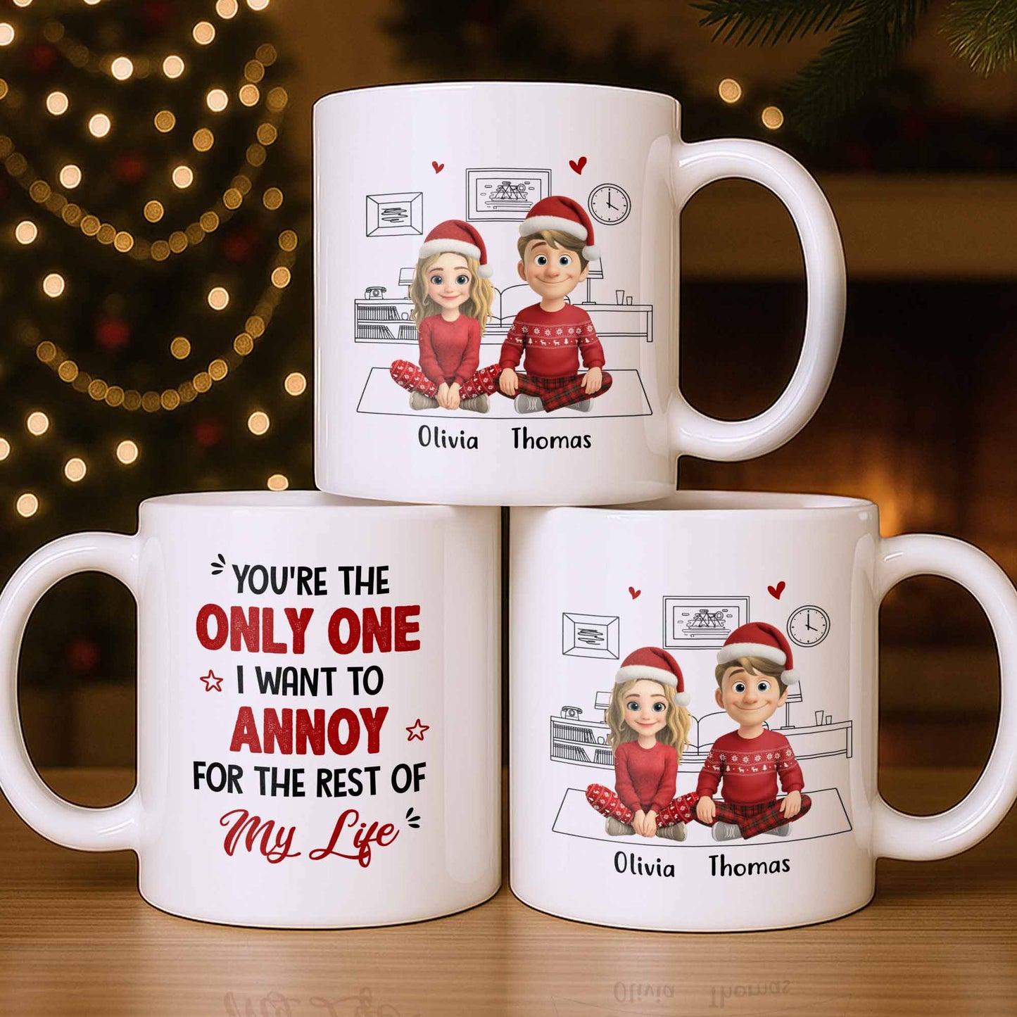 Only One I Want To Annoy, Text And Stars Design - Personalized Custom Coffee Mug - CPL1057_MG