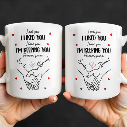 I Met You I Liked You I Love You I'm Keeping You with Hearts - Personalized Custom Coffee Mug - CPL1081_MG