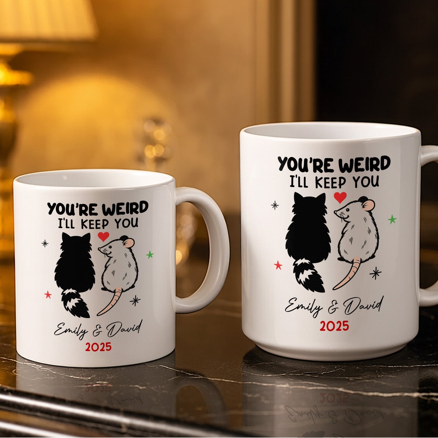 You're Weird I'll Keep You Cat And Rat - Personalized Custom Coffee Mug - CPL1082_MG