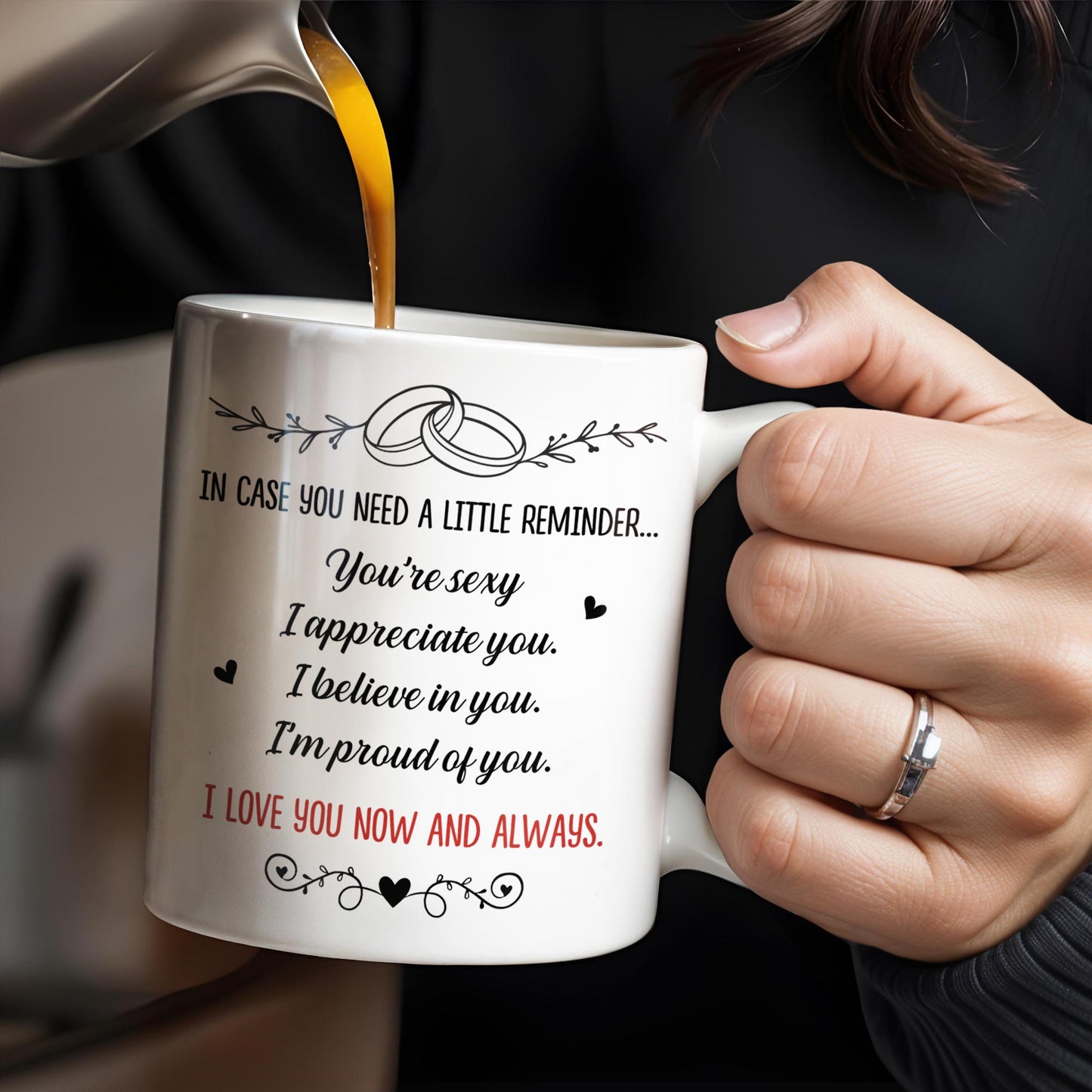 In Case You Need A Little Reminder Linked Rings And Hearts Design - Personalized Custom Coffee Mug - CPL1140_MG