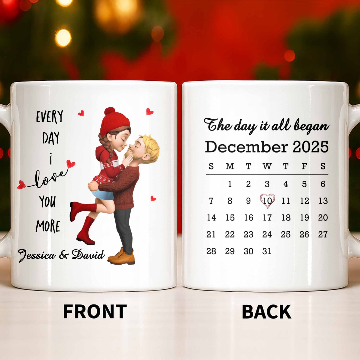 Every Day I Love You More, Couple And Calendar Design - Personalized Custom Coffee Mug - CPL1141_MG