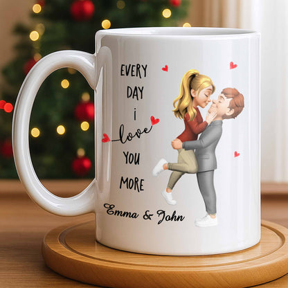 Every Day I Love You More, Couple And Calendar Design - Personalized Custom Coffee Mug - CPL1141_MG
