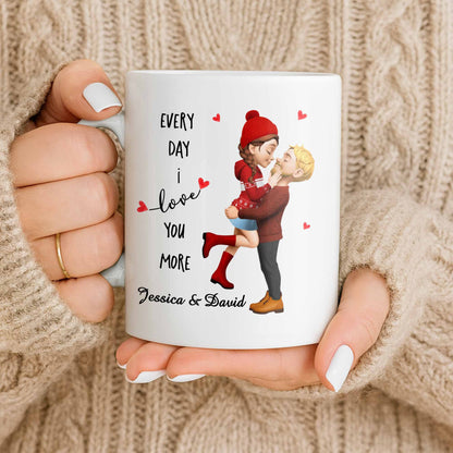 Every Day I Love You More, Couple And Calendar Design - Personalized Custom Coffee Mug - CPL1141_MG