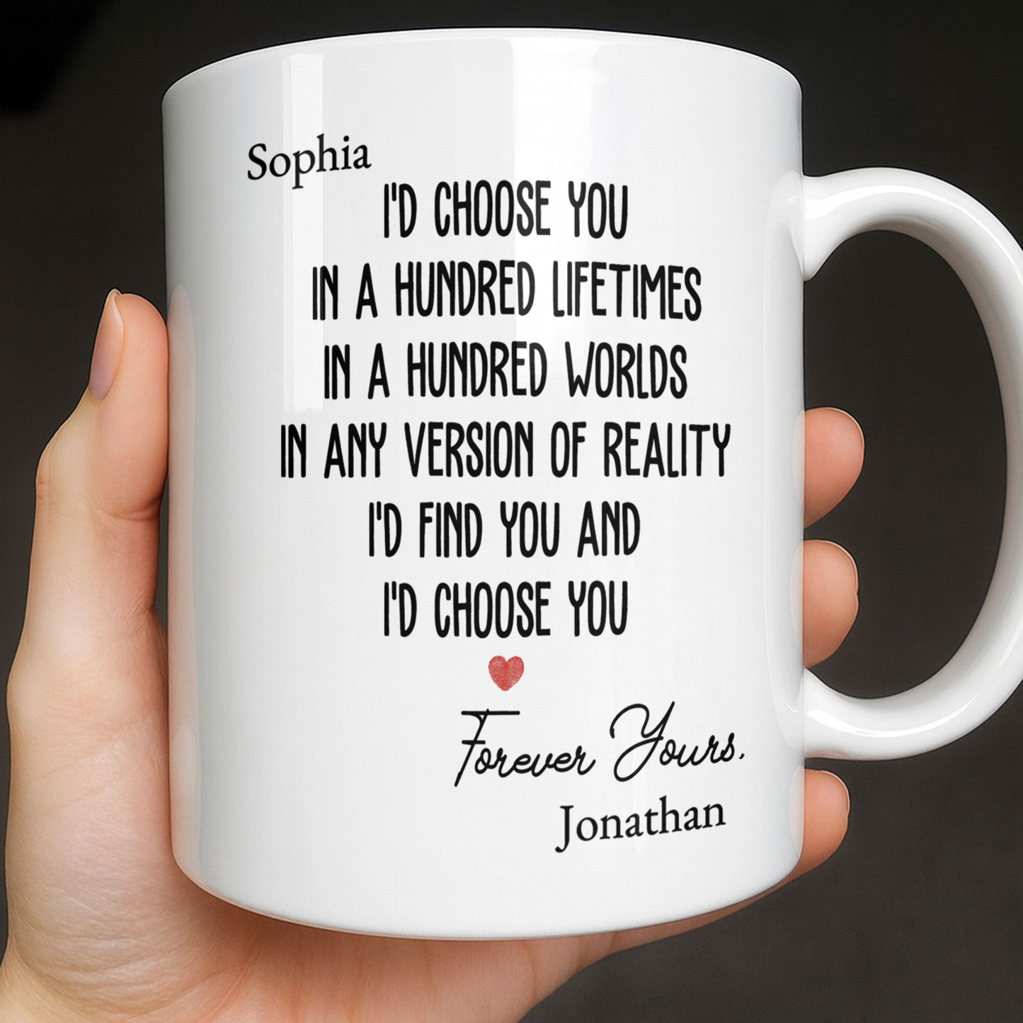 I'd Choose You In A Hundred Lifetimes, Forever Yours - Personalized Custom Coffee Mug - CPL1149_MG