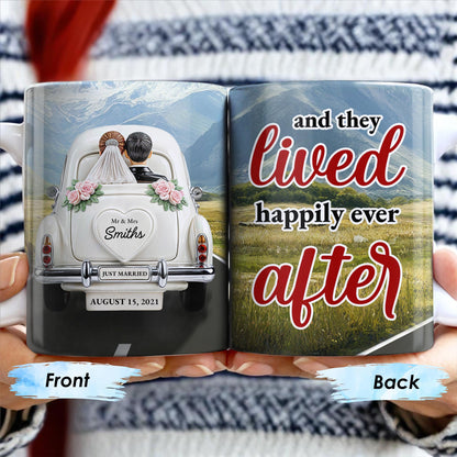 Lived Happily Ever After Vintage Car And Couple Design - Personalized Custom Coffee Mug - CPL114_MG