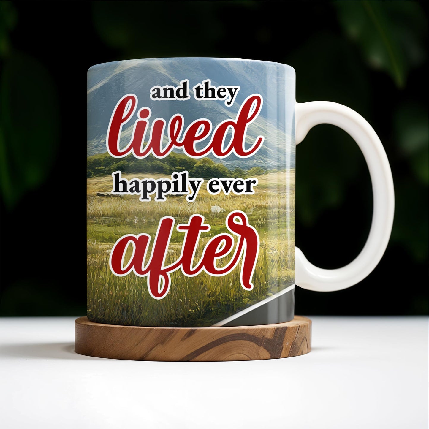Lived Happily Ever After Vintage Car And Couple Design - Personalized Custom Coffee Mug - CPL114_MG