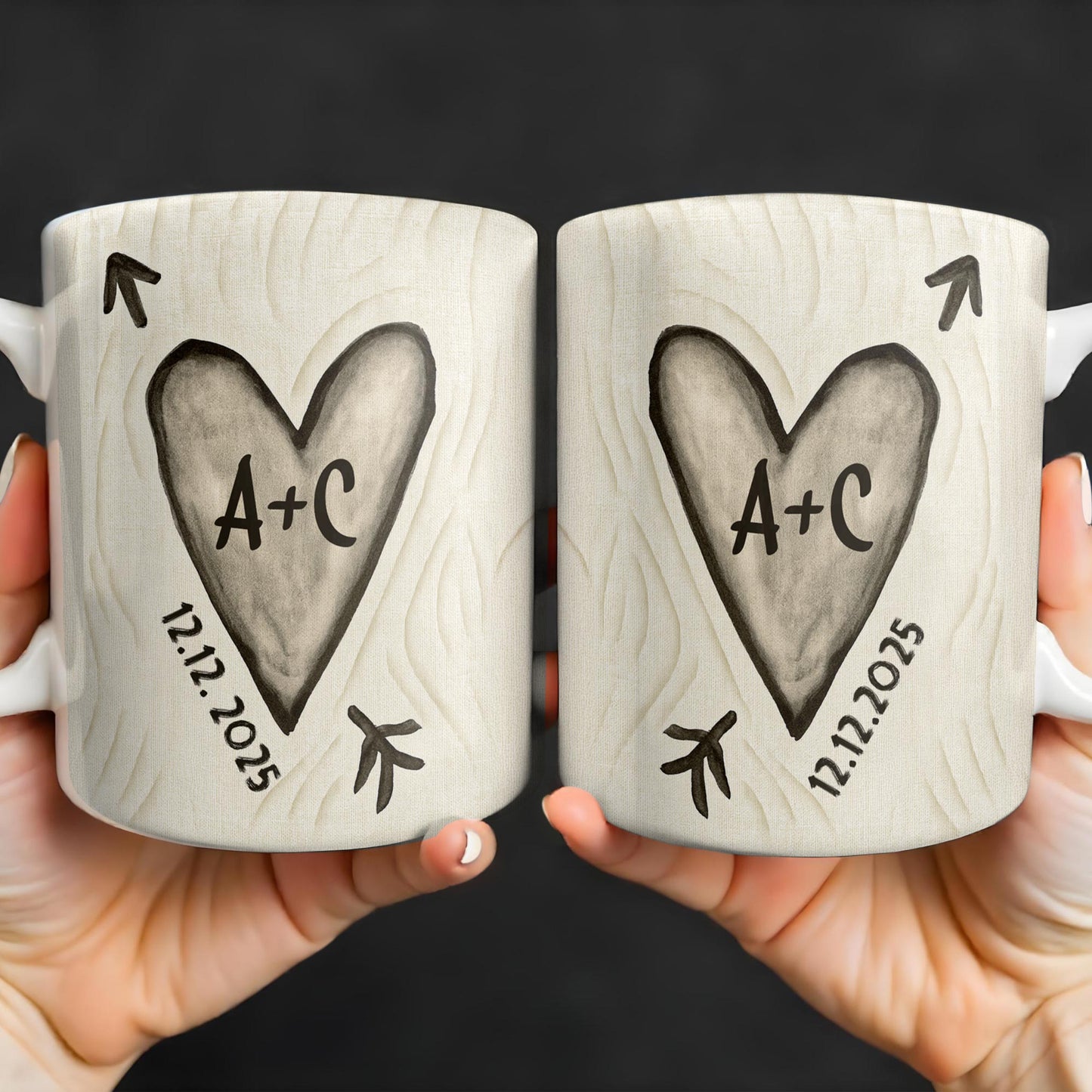 Celebrate Your Love Every Day With A Beautiful Heart Design - Personalized Custom Coffee Mug - CPL1156_MG