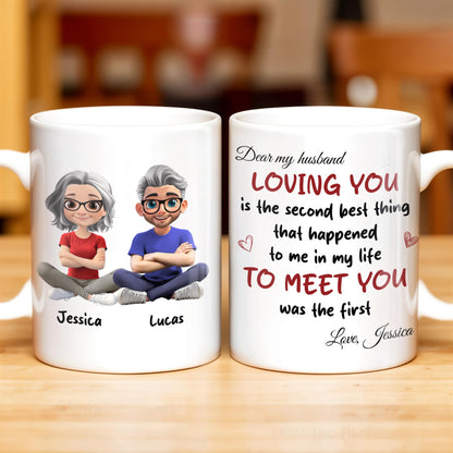 Loving You Is The Second Best Thing, Cartoon Couple Mug - Personalized Custom Coffee Mug - CPL1168_MG