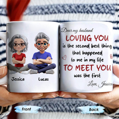 Loving You Is The Second Best Thing, Cartoon Couple Mug - Personalized Custom Coffee Mug - CPL1168_MG