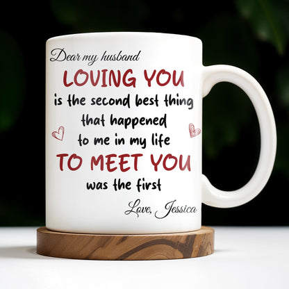 Loving You Is The Second Best Thing, Cartoon Couple Mug - Personalized Custom Coffee Mug - CPL1168_MG