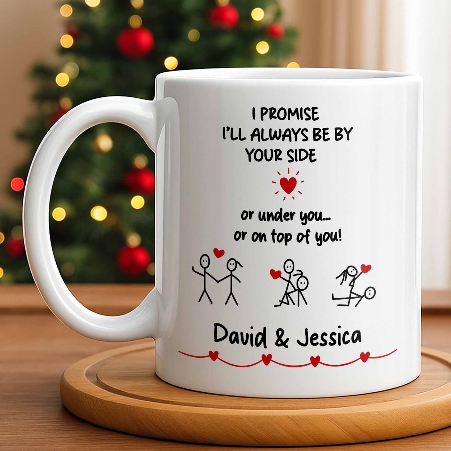 I Promise I'll Always Be By Your Side, Stick Figures - Personalized Custom Coffee Mug - CPL1169_MG