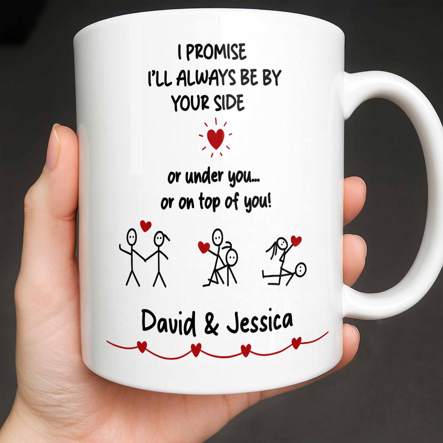 I Promise I'll Always Be By Your Side, Stick Figures - Personalized Custom Coffee Mug - CPL1169_MG
