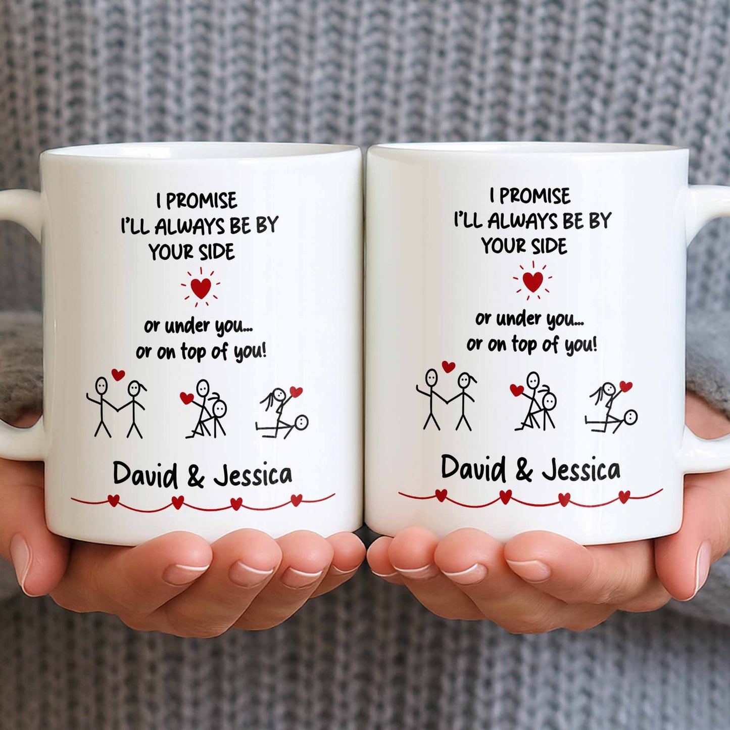 I Promise I'll Always Be By Your Side, Stick Figures - Personalized Custom Coffee Mug - CPL1169_MG