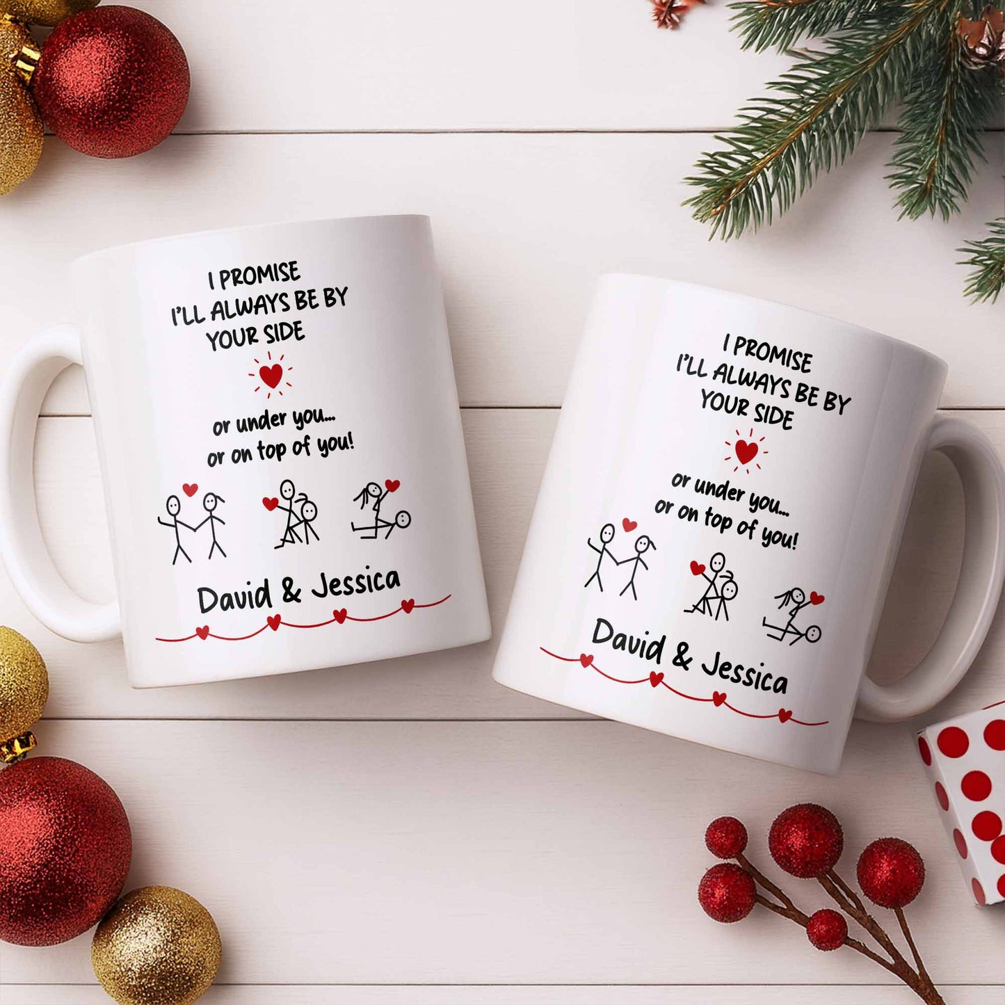 I Promise I'll Always Be By Your Side, Stick Figures - Personalized Custom Coffee Mug - CPL1169_MG