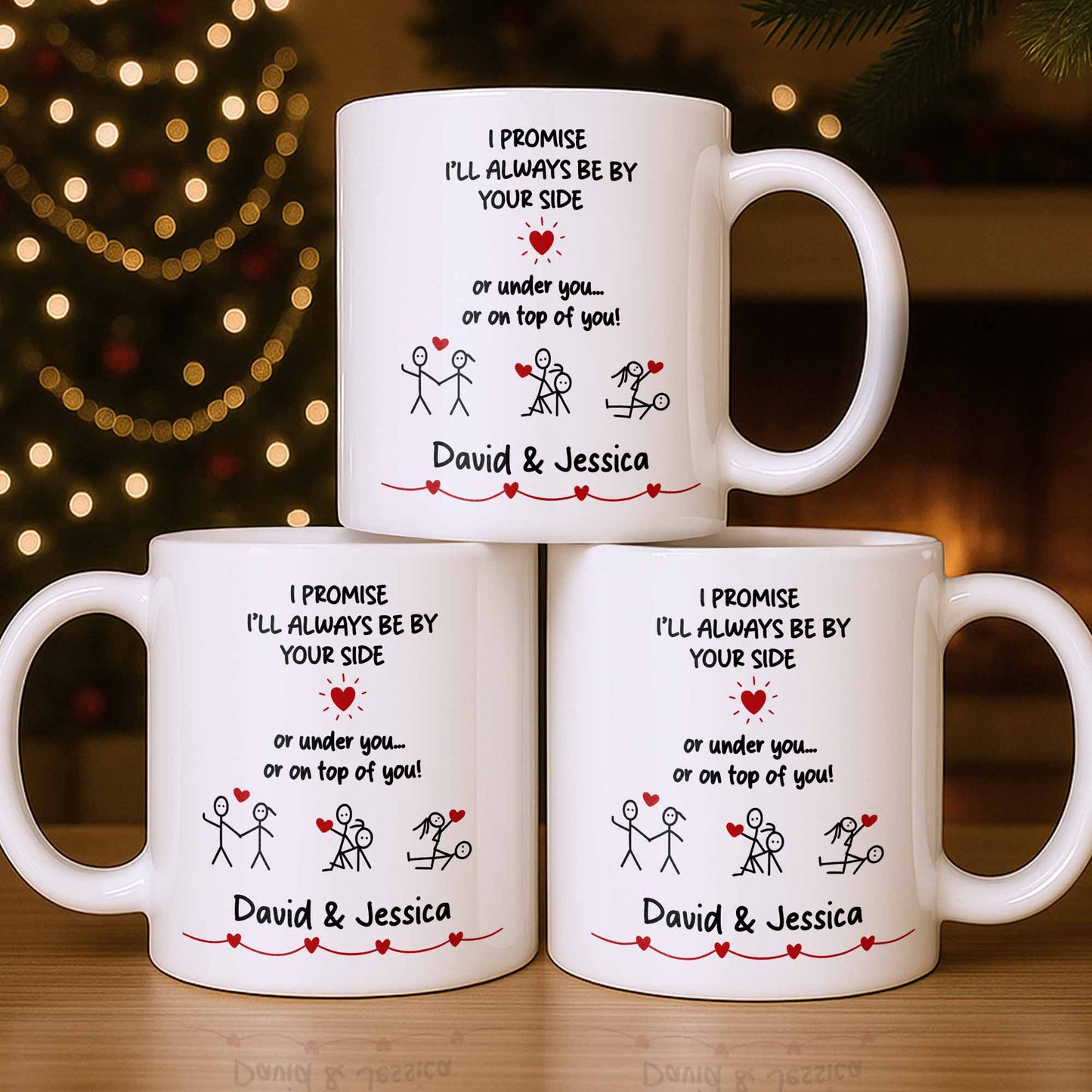 I Promise I'll Always Be By Your Side, Stick Figures - Personalized Custom Coffee Mug - CPL1169_MG