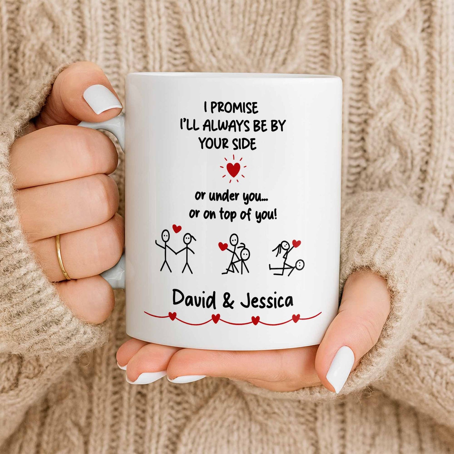 I Promise I'll Always Be By Your Side, Stick Figures - Personalized Custom Coffee Mug - CPL1169_MG
