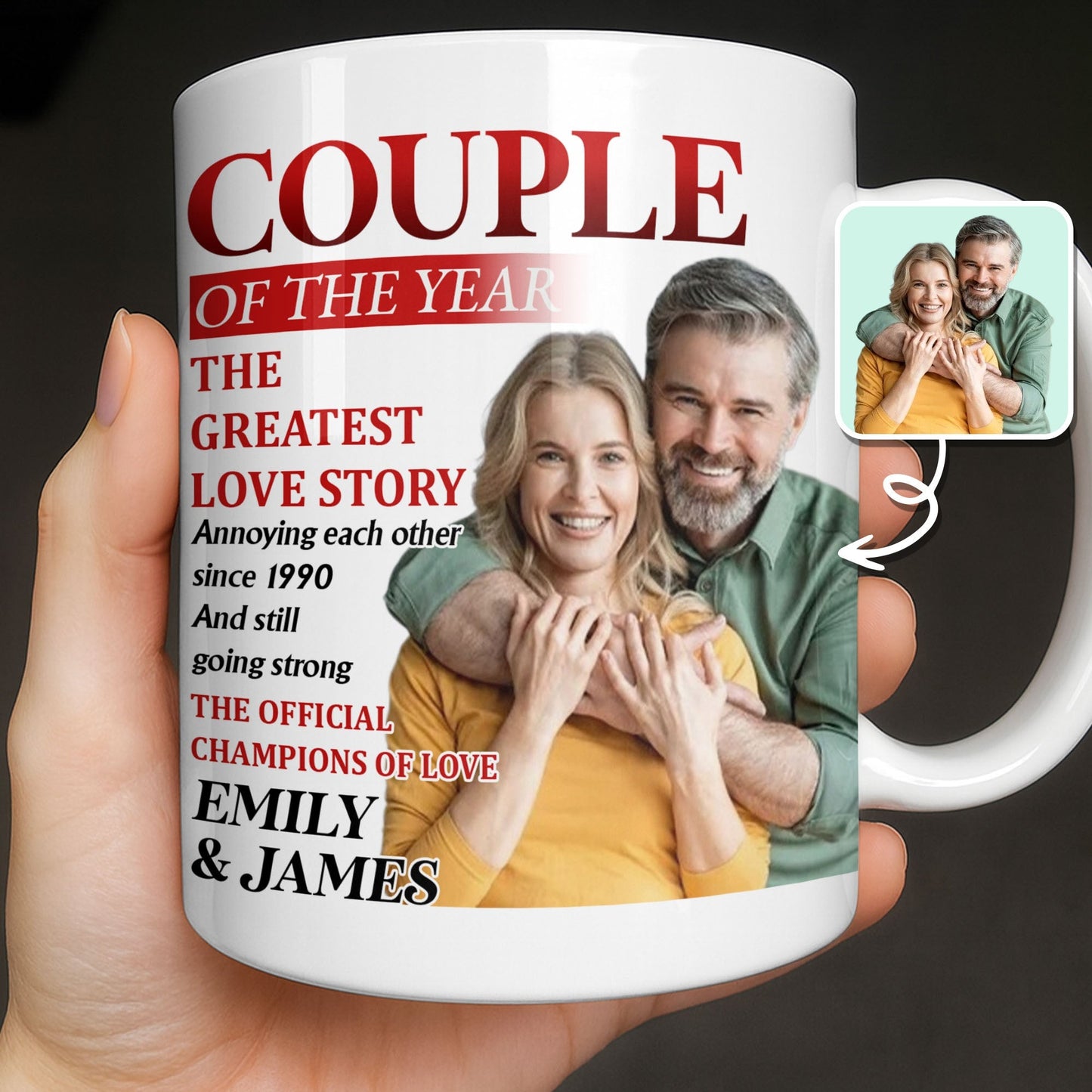 Couple Of The Year, The Greatest Love Story, Champions Of Love - Personalized Custom Coffee Mug - CPL1199_MG