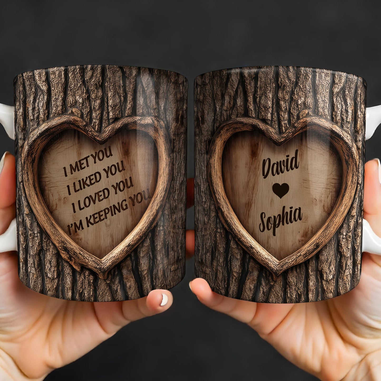 I Met You, I Liked You, I Loved You, I'm Keeping You, Tree Bark and Heart - Personalized Custom Coffee Mug - CPL1202_MG