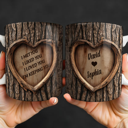 I Met You, I Liked You, I Loved You, I'm Keeping You, Tree Bark and Heart - Personalized Custom Coffee Mug - CPL1202_MG