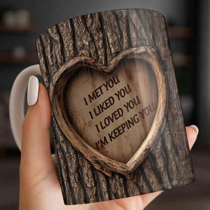 I Met You, I Liked You, I Loved You, I'm Keeping You, Tree Bark and Heart - Personalized Custom Coffee Mug - CPL1202_MG