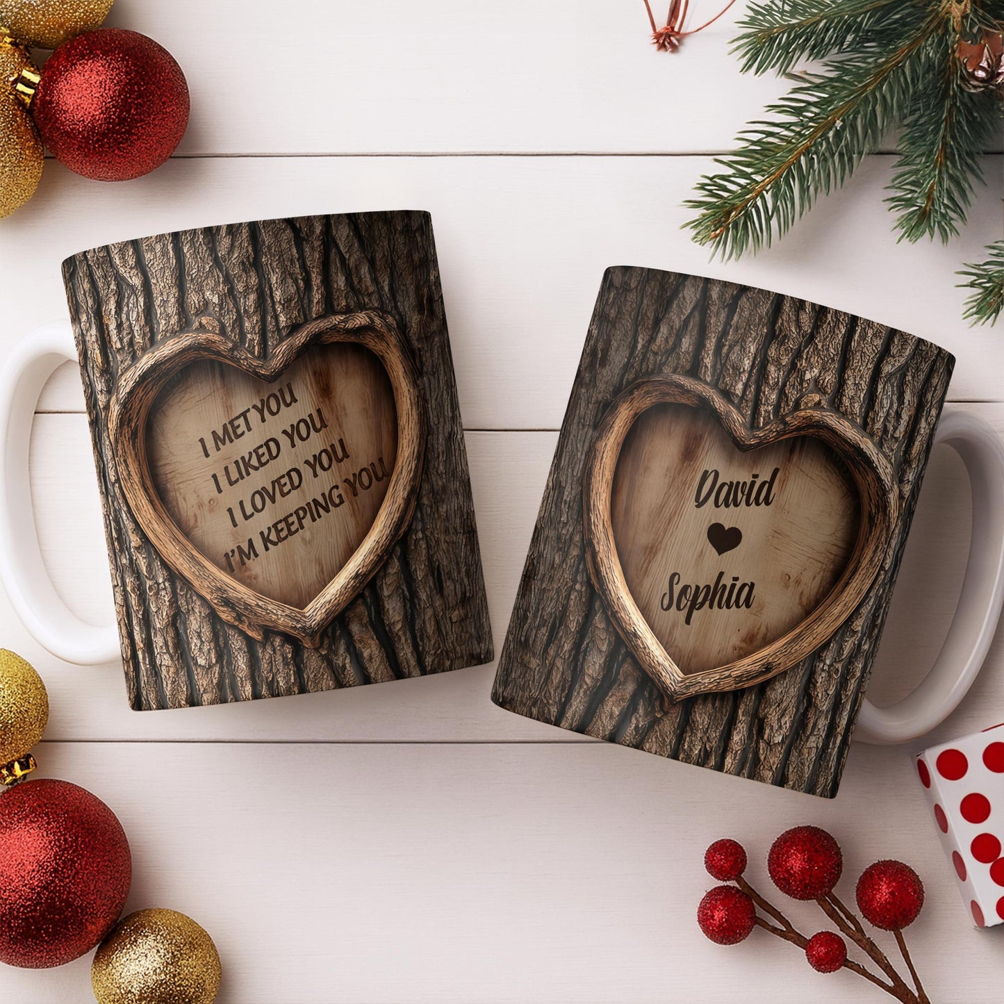 I Met You, I Liked You, I Loved You, I'm Keeping You, Tree Bark and Heart - Personalized Custom Coffee Mug - CPL1202_MG
