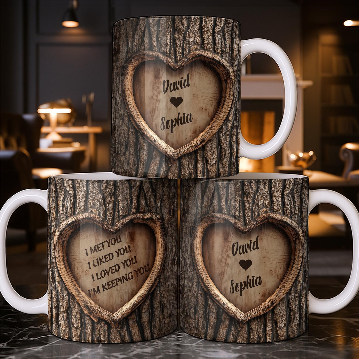 I Met You, I Liked You, I Loved You, I'm Keeping You, Tree Bark and Heart - Personalized Custom Coffee Mug - CPL1202_MG