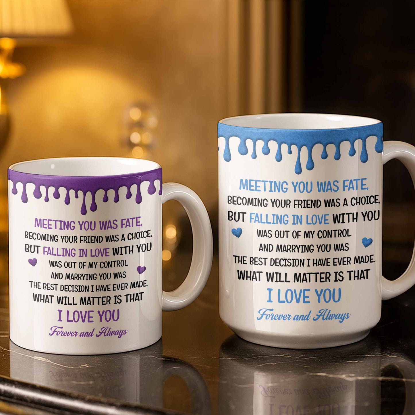 To My Husband, Meeting You Was Fate, Cartoon Couple - Personalized Custom Coffee Mug - CPL1209_MG