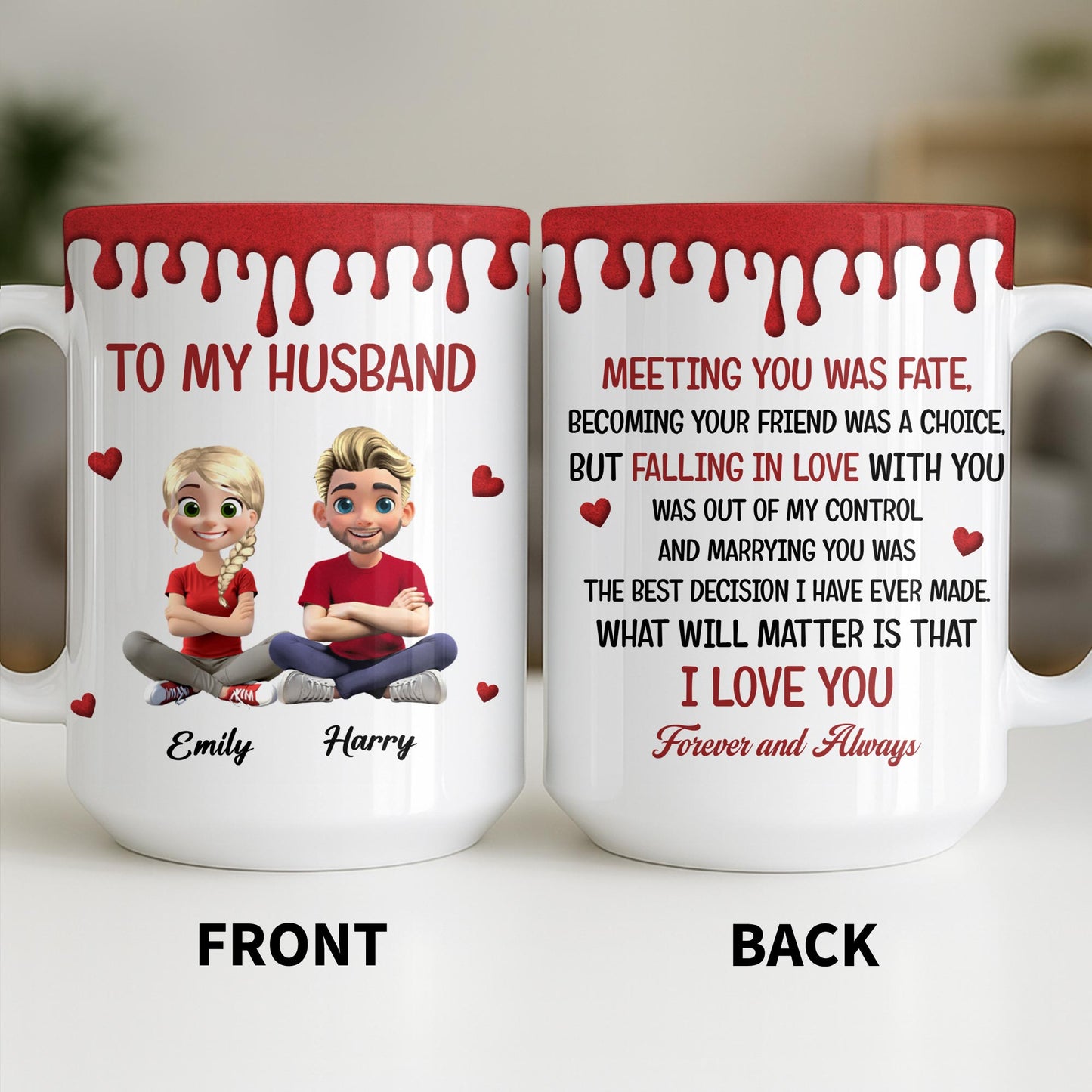 To My Husband, Meeting You Was Fate, Cartoon Couple - Personalized Custom Coffee Mug - CPL1209_MG