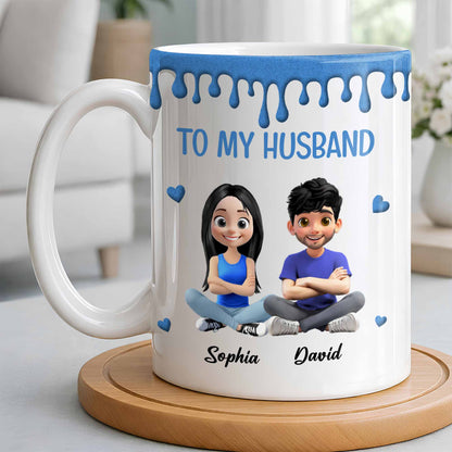To My Husband, Meeting You Was Fate, Cartoon Couple - Personalized Custom Coffee Mug - CPL1209_MG