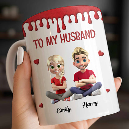 To My Husband, Meeting You Was Fate, Cartoon Couple - Personalized Custom Coffee Mug - CPL1209_MG