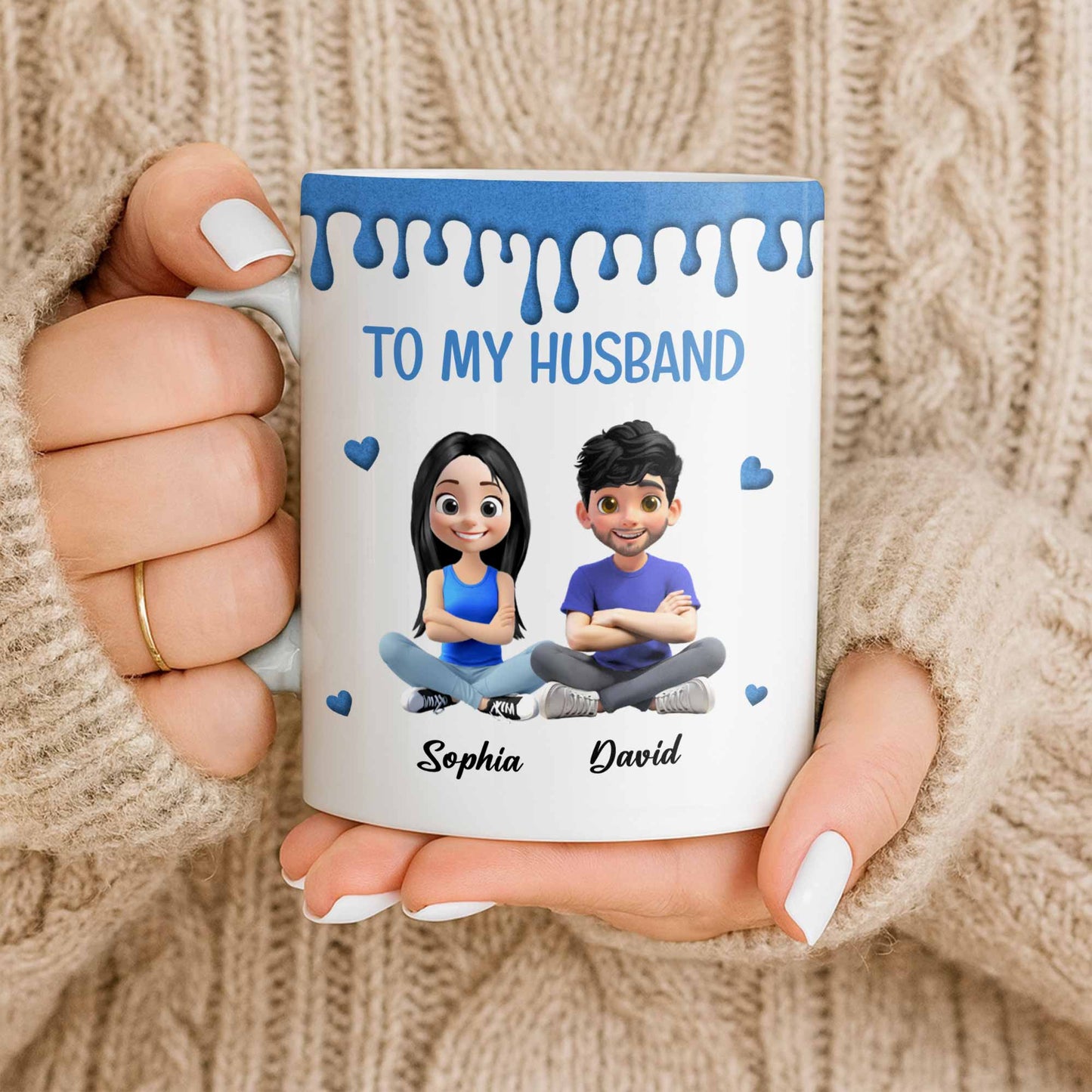 To My Husband, Meeting You Was Fate, Cartoon Couple - Personalized Custom Coffee Mug - CPL1209_MG