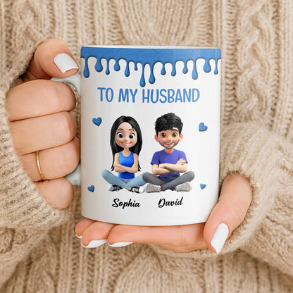 To My Husband, Meeting You Was Fate, Cartoon Couple - Personalized Custom Coffee Mug - CPL1209_MG