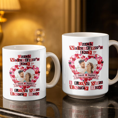 I Love You Every Day With Heart and Photo Frame - Personalized Custom Coffee Mug - CPL1218_MG