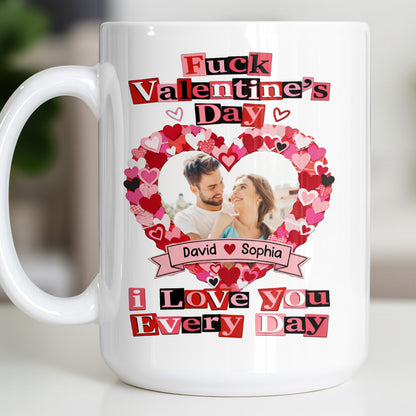 I Love You Every Day With Heart and Photo Frame - Personalized Custom Coffee Mug - CPL1218_MG
