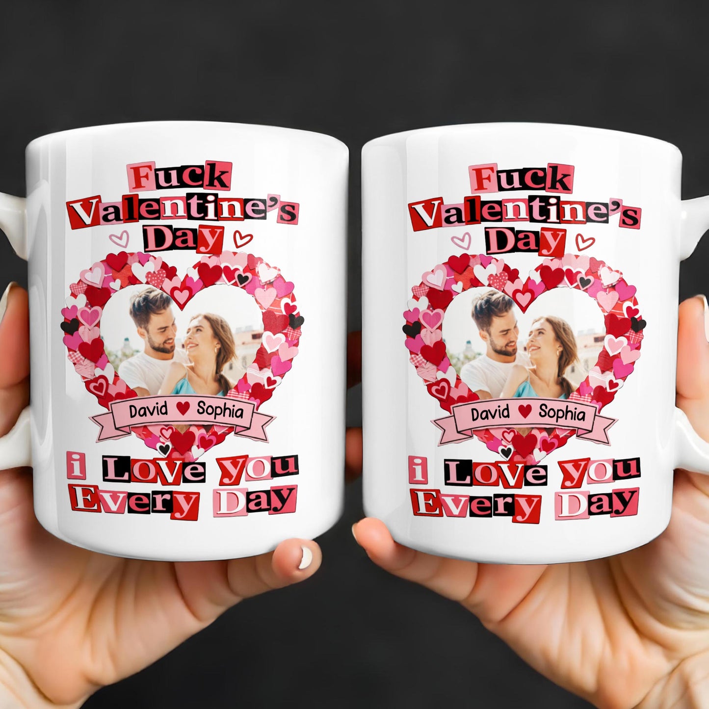 I Love You Every Day With Heart and Photo Frame - Personalized Custom Coffee Mug - CPL1218_MG