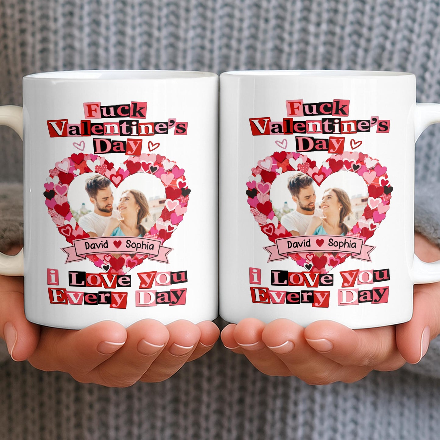 I Love You Every Day With Heart and Photo Frame - Personalized Custom Coffee Mug - CPL1218_MG