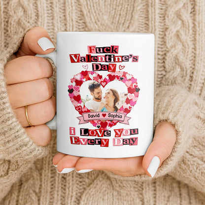I Love You Every Day With Heart and Photo Frame - Personalized Custom Coffee Mug - CPL1218_MG