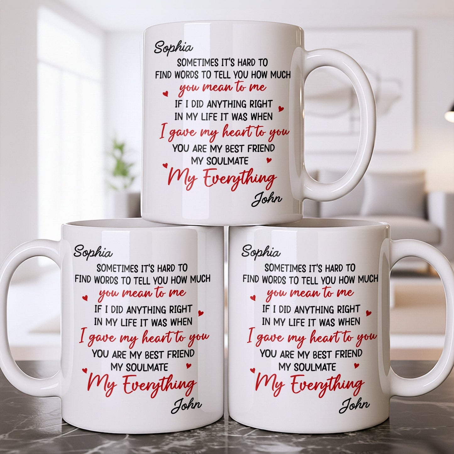 Gave My Heart To You, You Are My Soulmate, With Hearts - Personalized Custom Coffee Mug - CPL1220_MG