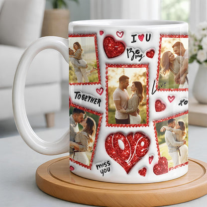 I Love You Be My Love With Hearts And Couple Photos - Personalized Custom Coffee Mug - CPL1223_MG